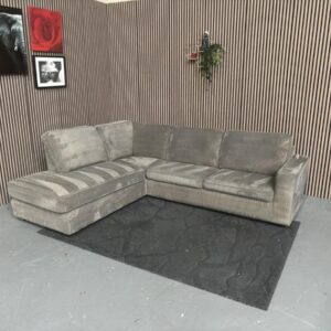 Hoekbank Ribstof Bruin/Grijs 265x220