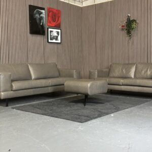 Set Banken Houweling Leer Taupe + Poef